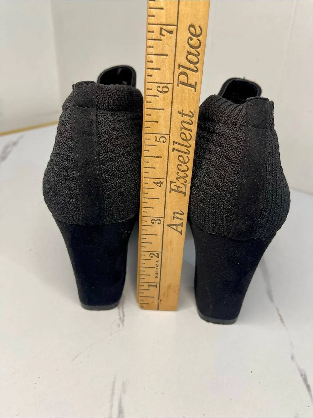 Impo Black Knit-Cuff Block Heel Ankle Booties Size 9M